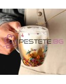 Двустенна чаша за кафе и чай с естествени цветя 250мл